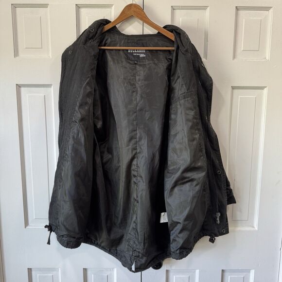 Vintage Buckaroo Parka Jacket Grunge Goth Fish Tail Hoodie Pockets Charcoal Lrg - Picture 4 of 14